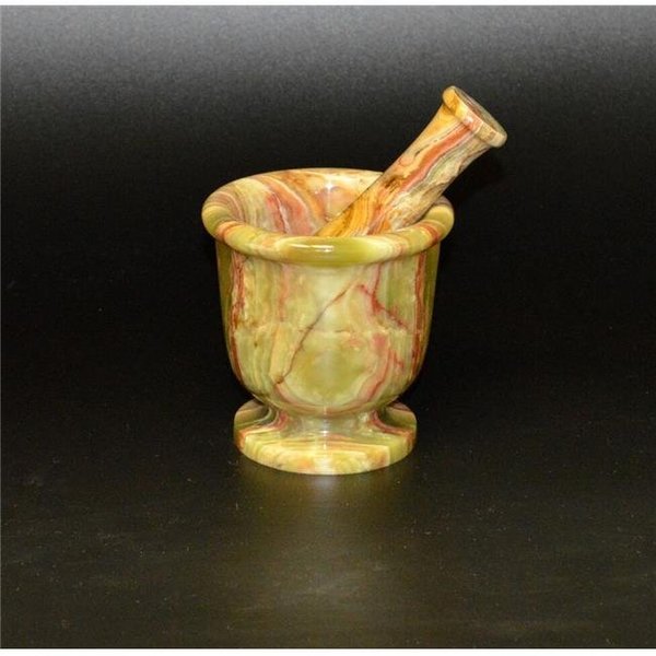 Marble Crafter Marble Crafter MO96B-WG 4 in. Classic Style Mortar & Pestle Set; Whirl Green Onyx MO96B-WG